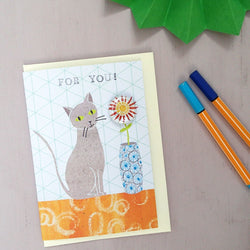 For You Cat Badge Greetings Card