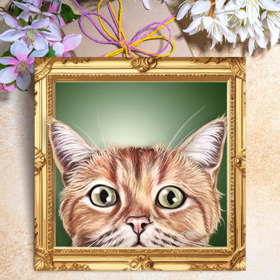 Framed Ginger Cat Greetings Card