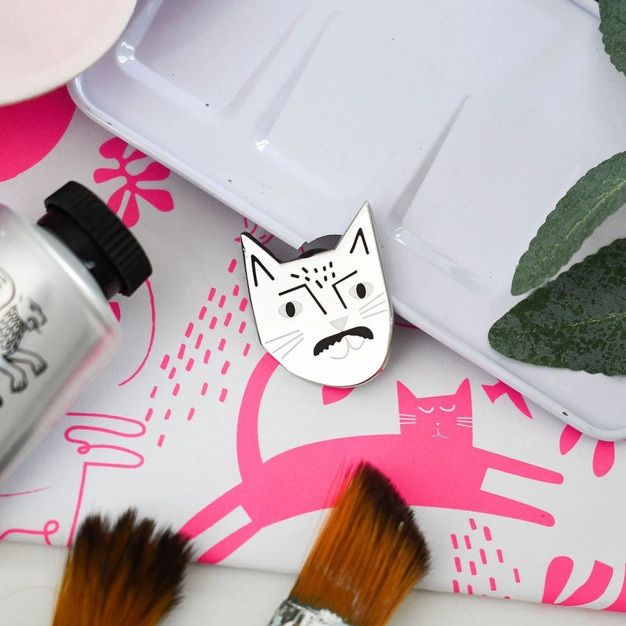 Freddie Purrcury Cat Musician Pin