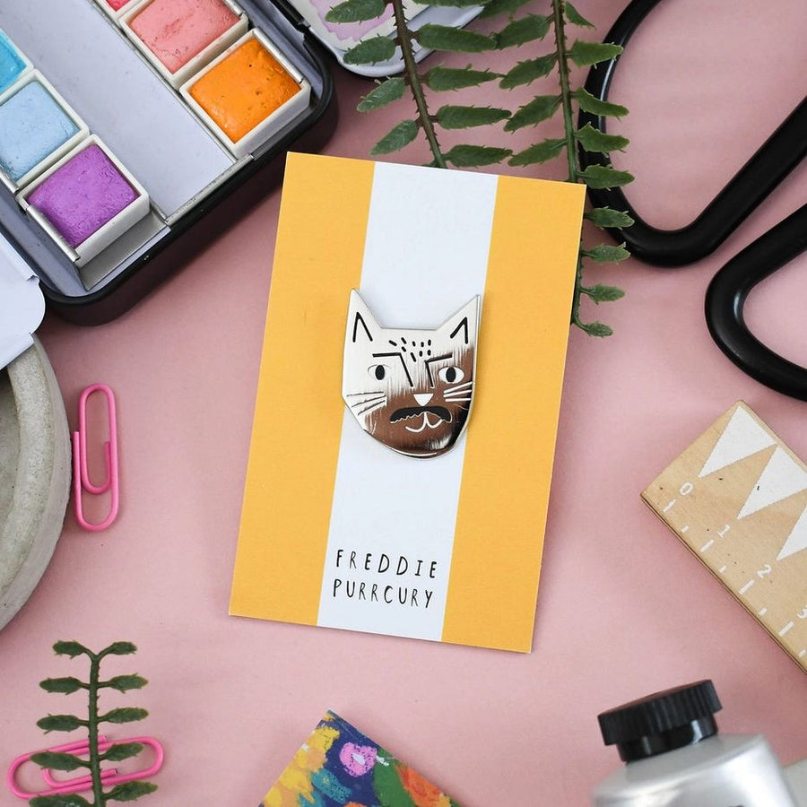 Freddie Purrcury Cat Musician Pin
