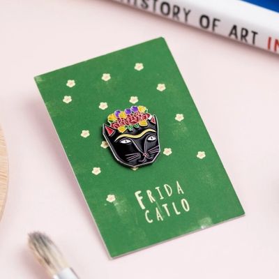 Frida Catlo Cat Artist Pin