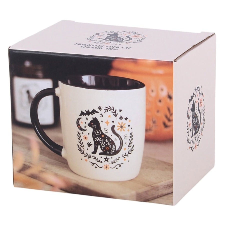 Frightful Folk Cat Mug in gift box, Frightful Folk Cat Ceramic Mug packaging
