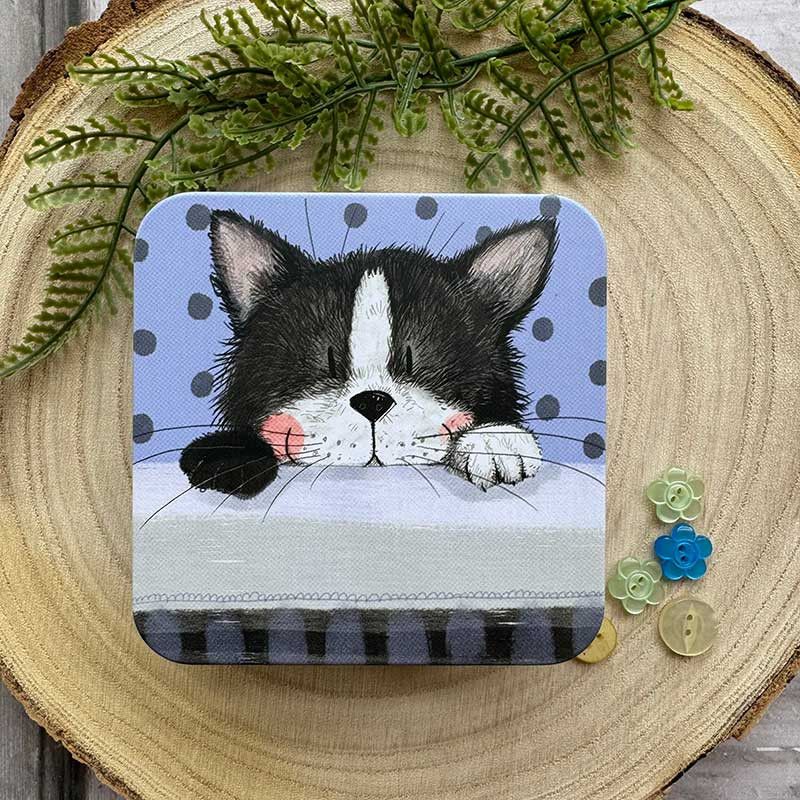 Frisky the Cat Medium Square Tin