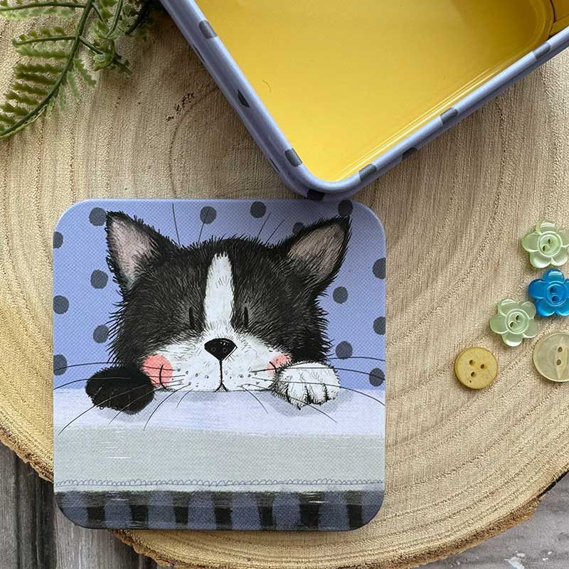 Frisky the Cat Medium Square Tin