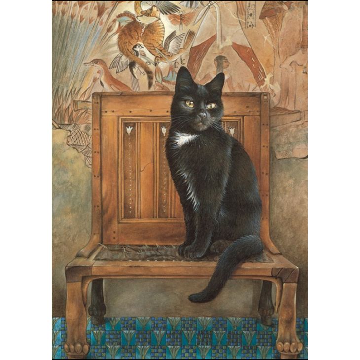 Gabrielle on Egyptian Chair Greetings Card, Lesley Anne Ivory