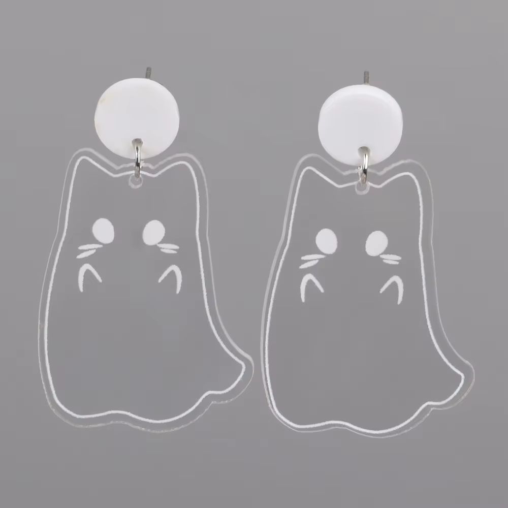 Transparent Ghost Cat Acrylic Earrings
