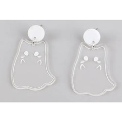Transparent Ghost Cat Acrylic Earrings