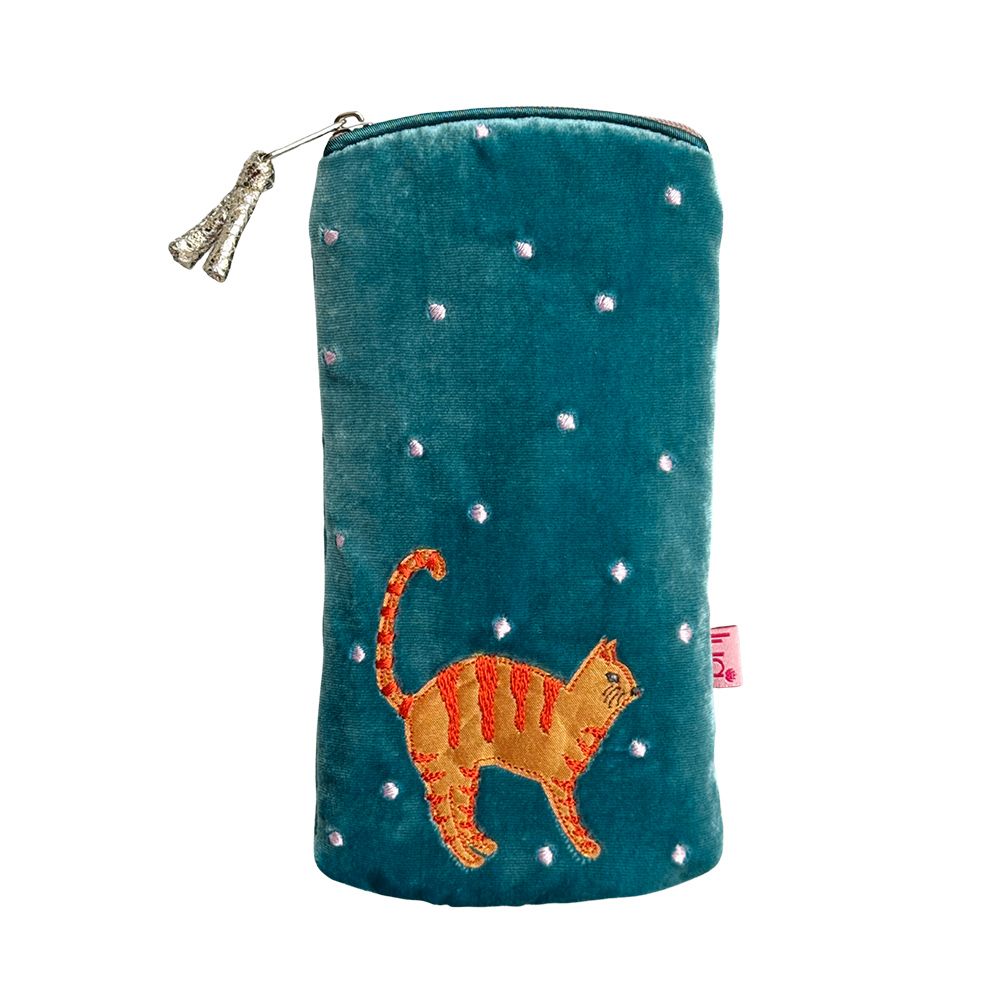 Standing Ginger Cat Velvet Glasses Case