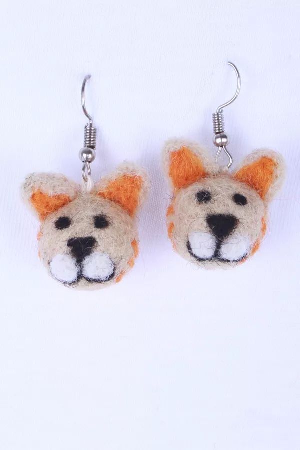 Ginger Cat Felt Earrings