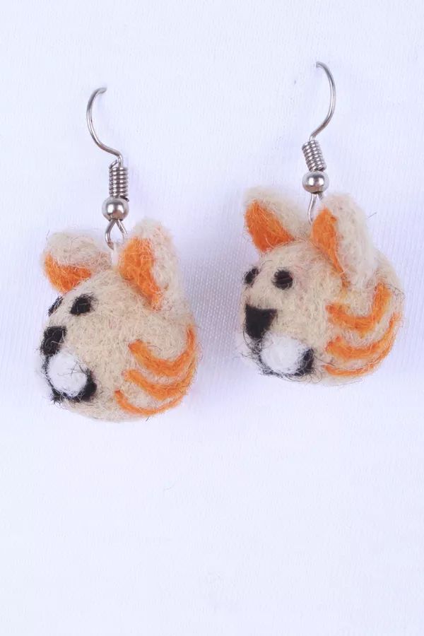 Ginger Cat Felt Earrings