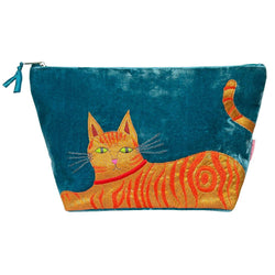 Large Ginger Cat Velvet Cosmetics Pouch