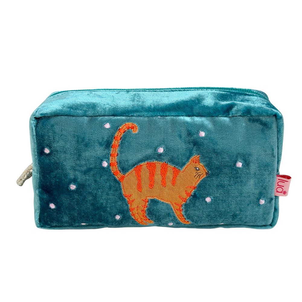 Applique Ginger Cat Velvet Long Pouch