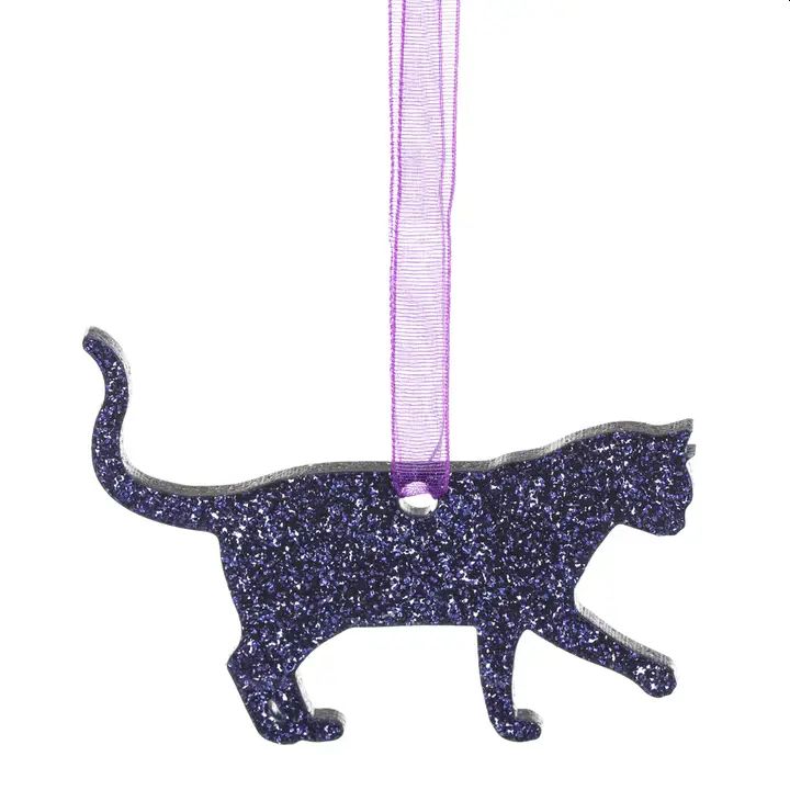 Walking Cat Glitter Tree Decoration