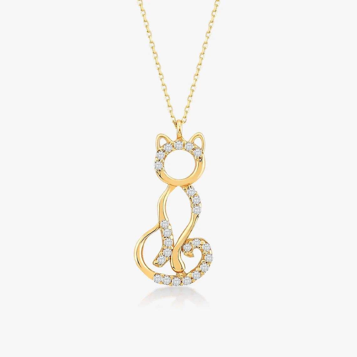 Sparkly Gold Cat Pendant