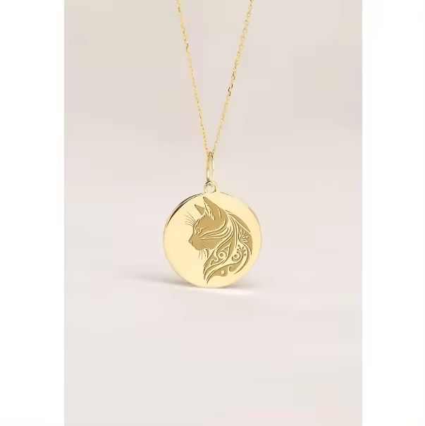 Gold Cat Face Pendant