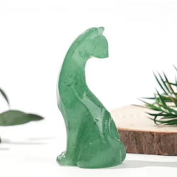 Green Aventurine Gemstone Stylised Cat May birthstone