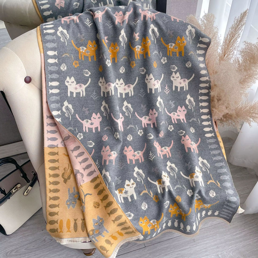 Walking Cats Blanket Scarf
