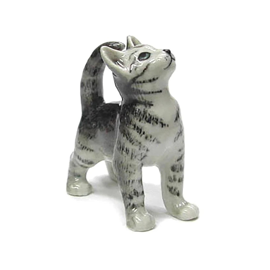 Standing Grey Tabby Kitten Porcelain Miniature