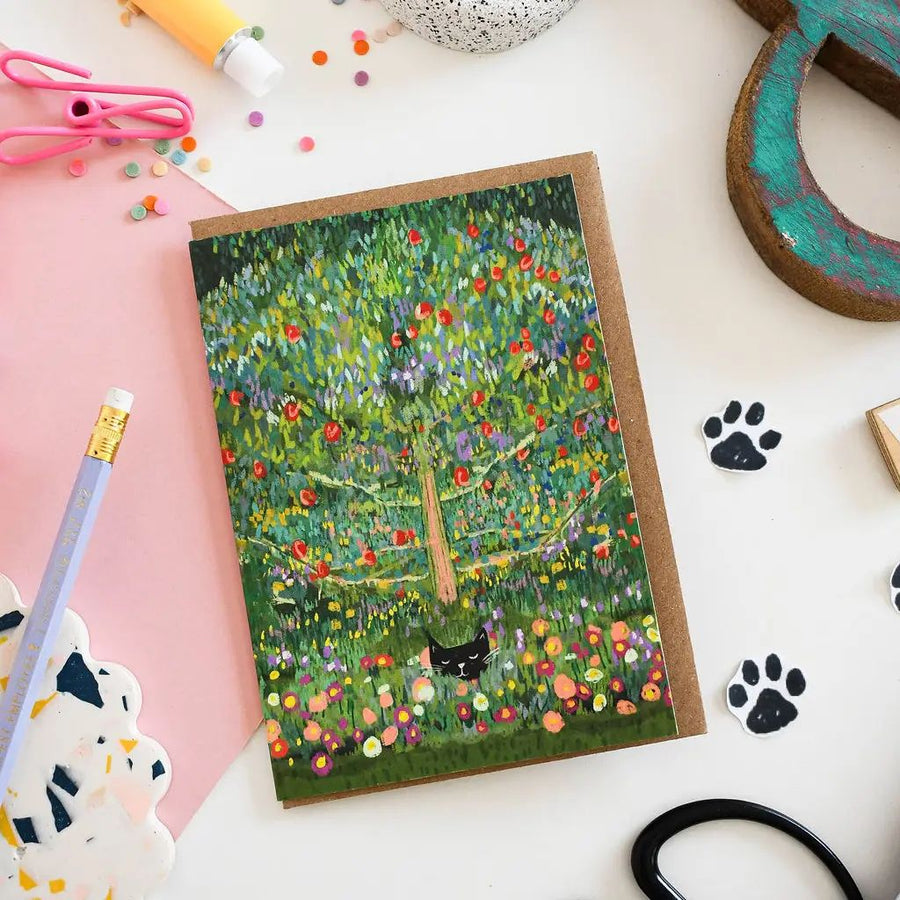 Guscat Cat Apple Tree Card