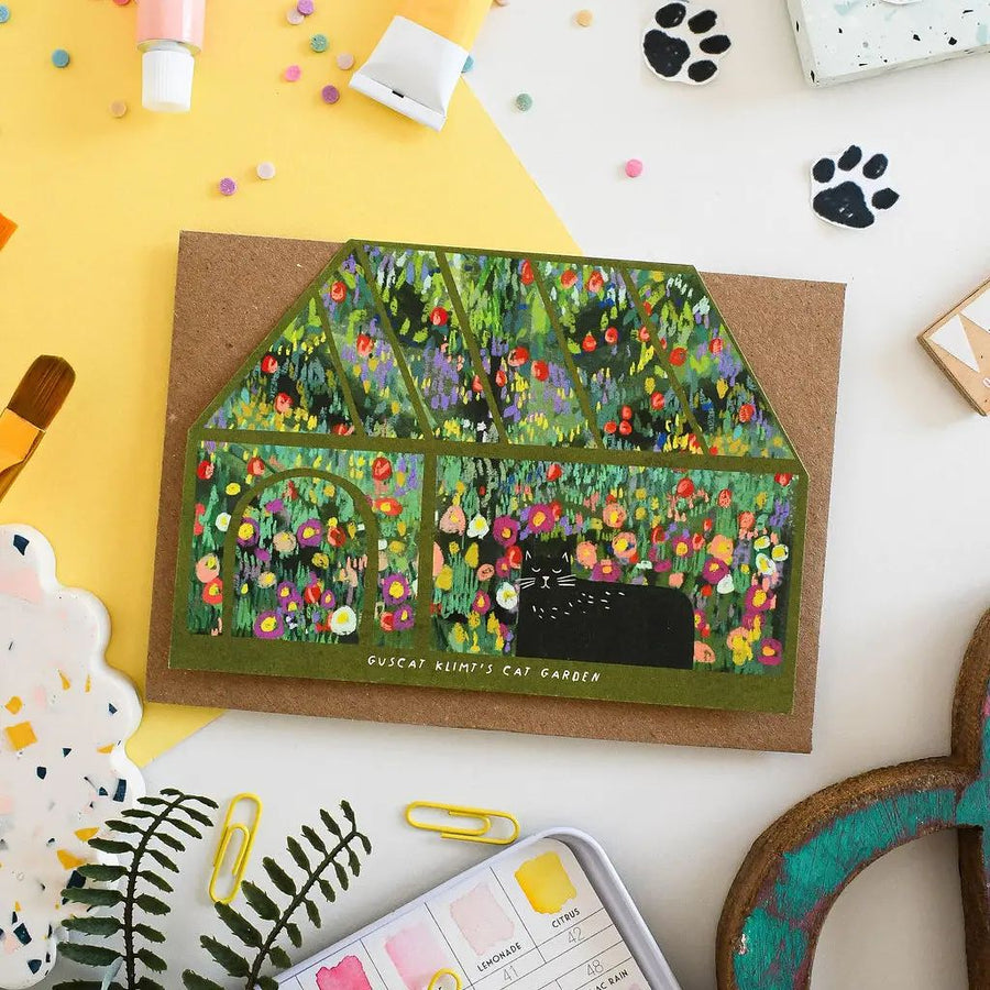 Guscat Klimt Cat Garden Card