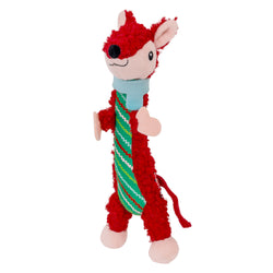 KONG Cat Luvs Fox Cat toy - a brown plush fox with green underbelly and blue scarf on a white background