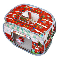 Festive cat cube showing top and side openings