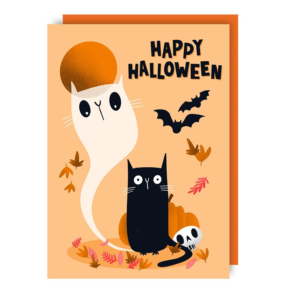 Halloween Ghost Cat Card