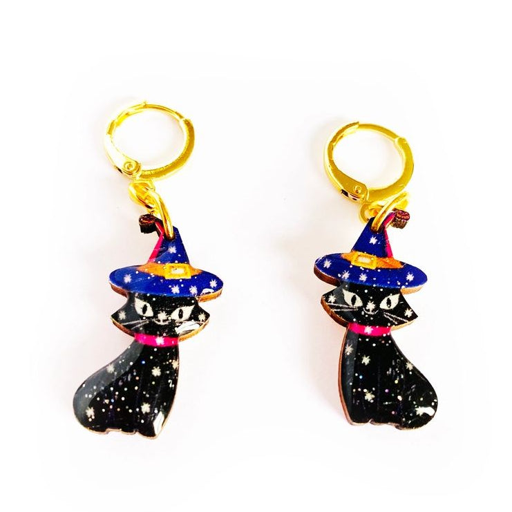 Black Cat Wizard Earrings