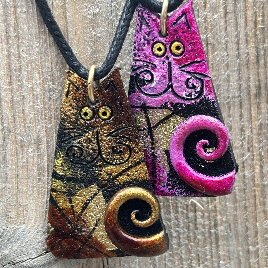 Bronze Cat Art Pendant