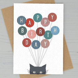 Cat Birthday Balloon Bunch Card