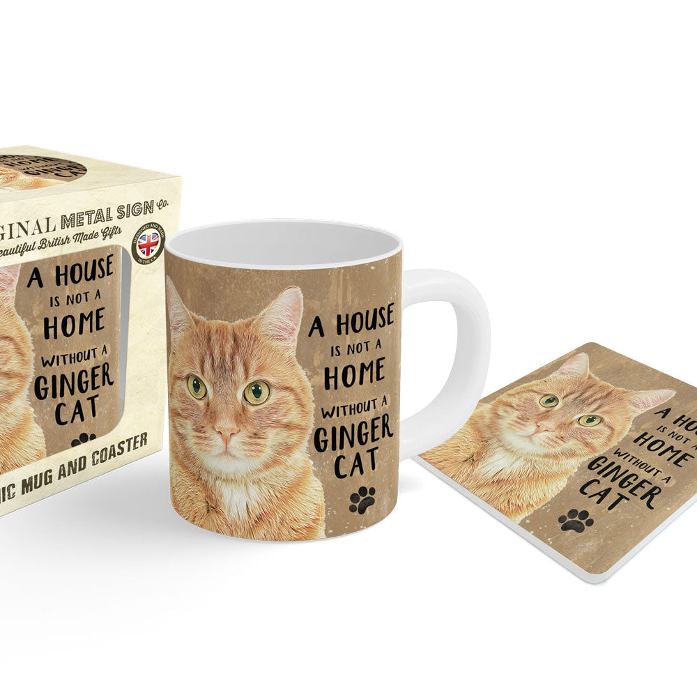 A House is not a Home, Ginger Cat Mug & Coaster