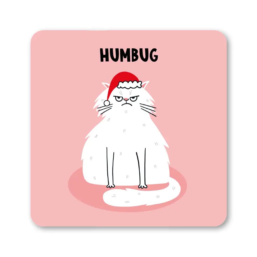 Humbug Cat Christmas Coaster