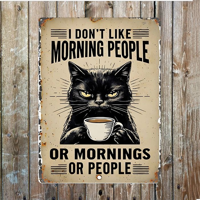 I Don't Like Morning People Cat Sign