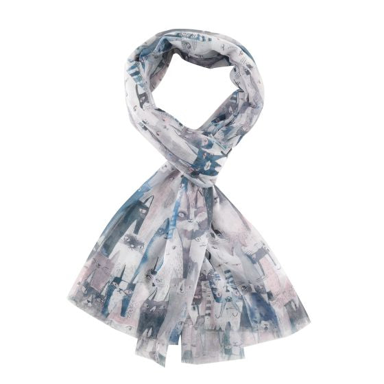 Watercolour Cats Printed Scarf, The Cat Gallery