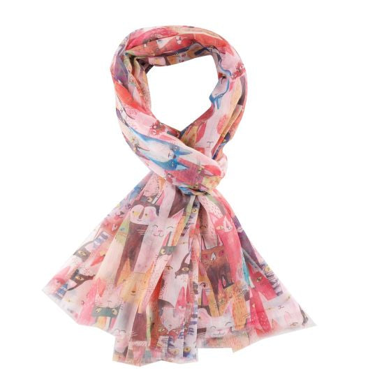Watercolour Cats Printed Scarf