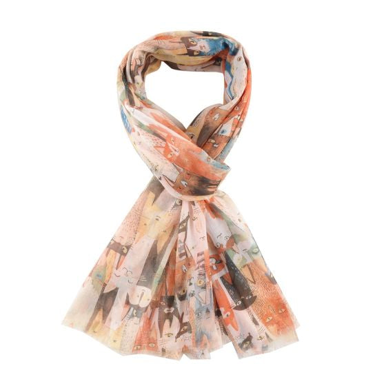 Watercolour Cats Printed Scarf