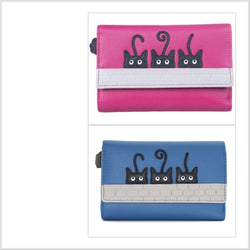 Peek-a-boo tri-fold purses by Mala leather