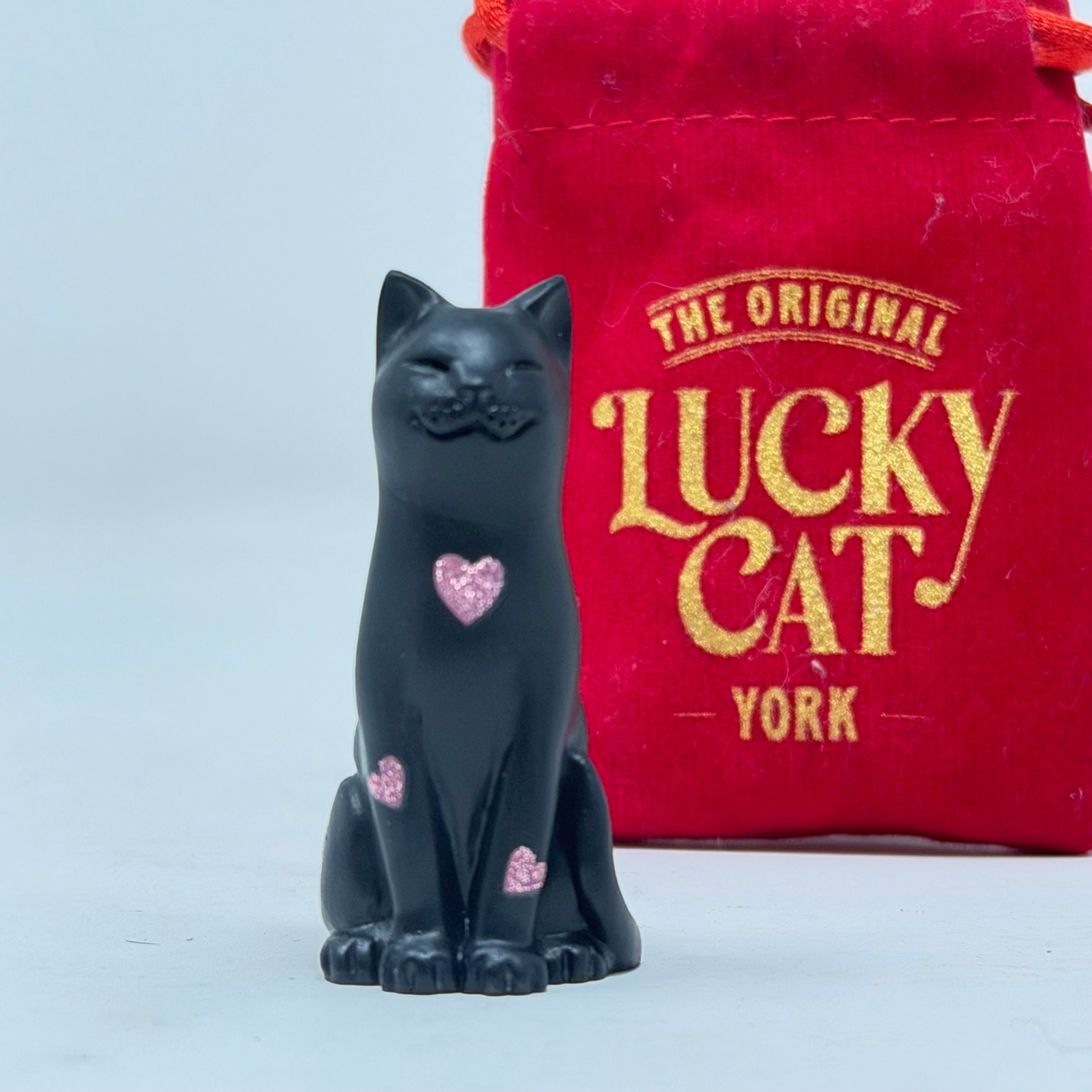 Black Lucky Kitten with Hearts