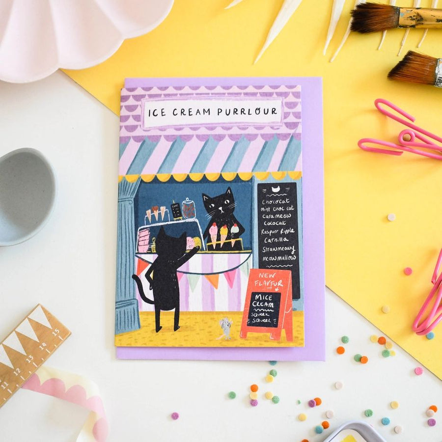 Ice-Cream Purrlour Cat Card