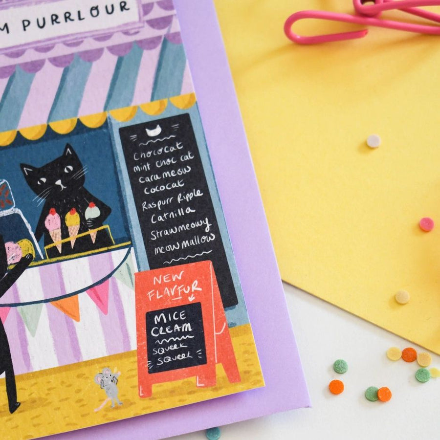 Ice-Cream Purrlour Cat Card