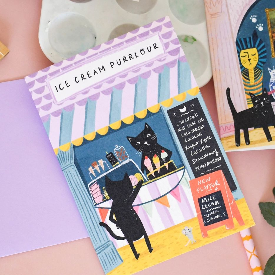Ice-Cream Purrlour Cat Card