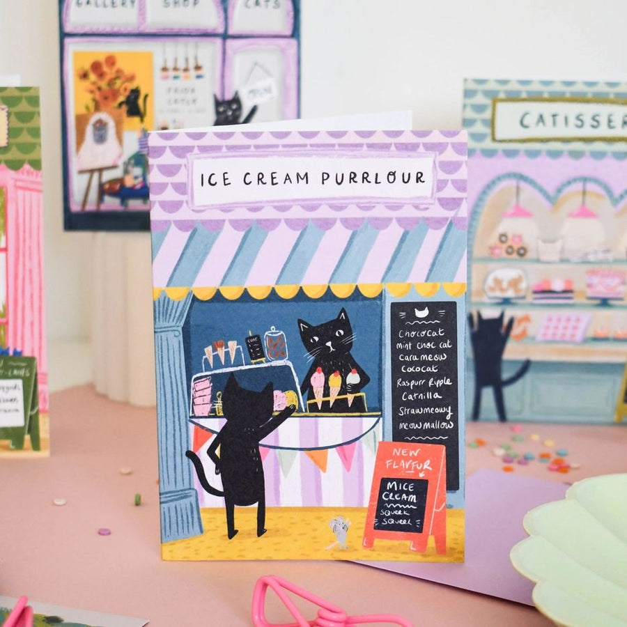 Ice-Cream Purrlour Cat Card