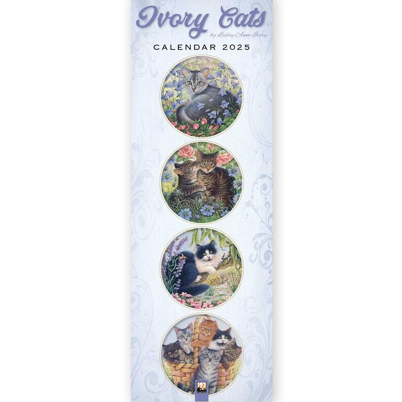 Ivory Cats 2025 Slimline Calendar