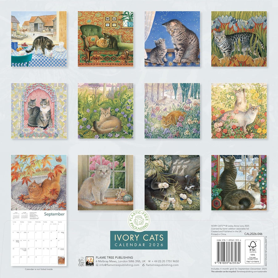 Ivory Cats 2026 Wall Calendar