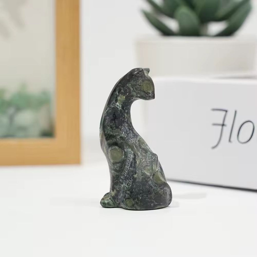 Kambaba Jasper Gemstone Stylised Cat