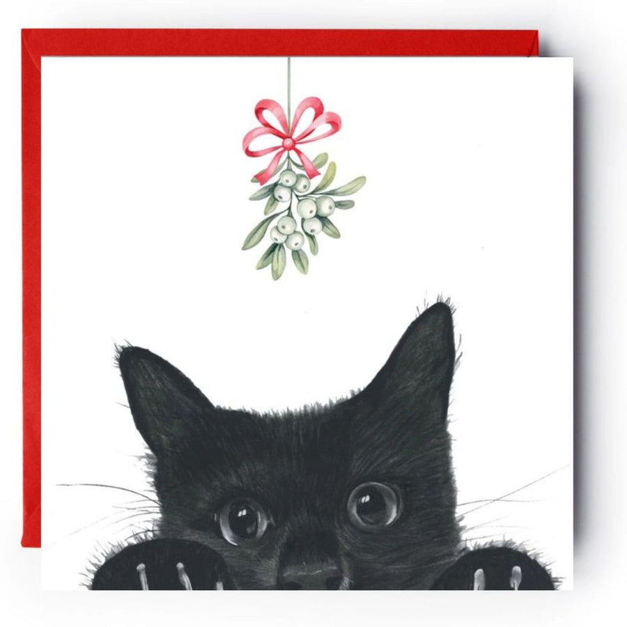 Kitten Cat Mistletoe Christmas Card
