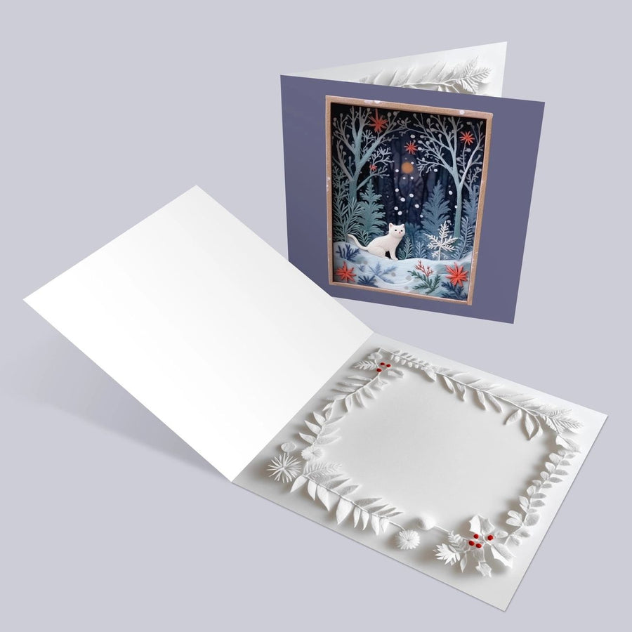 Kitten in the Snow 2D Print Shadow Box Card