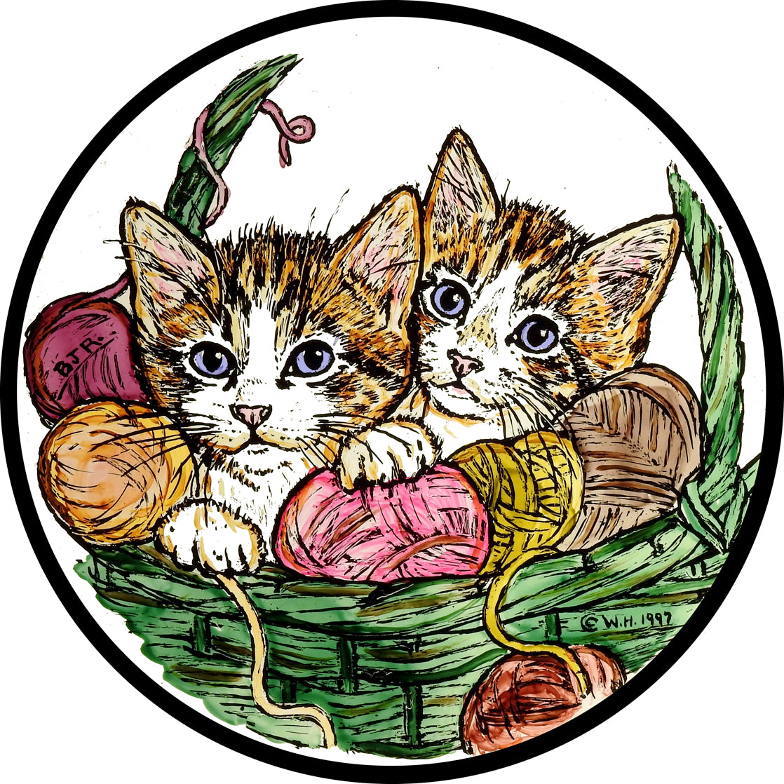 Kittens in Basket Cling
