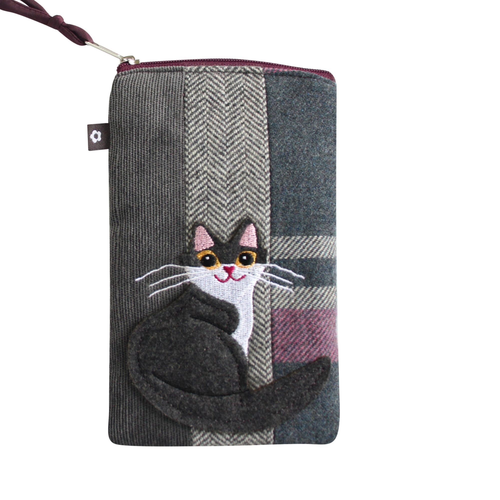 Kitty Grey Applique Glasses Case