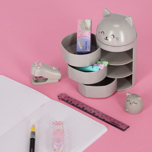 Grey Kitty Desk Organiser